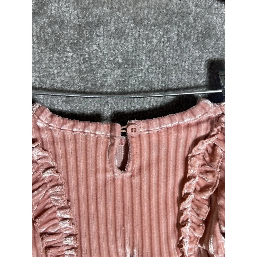 Juicy Couture‎ Velvet Dress Baby Girl 3/6 Months Pink Ribbed Ruffle Keyhole